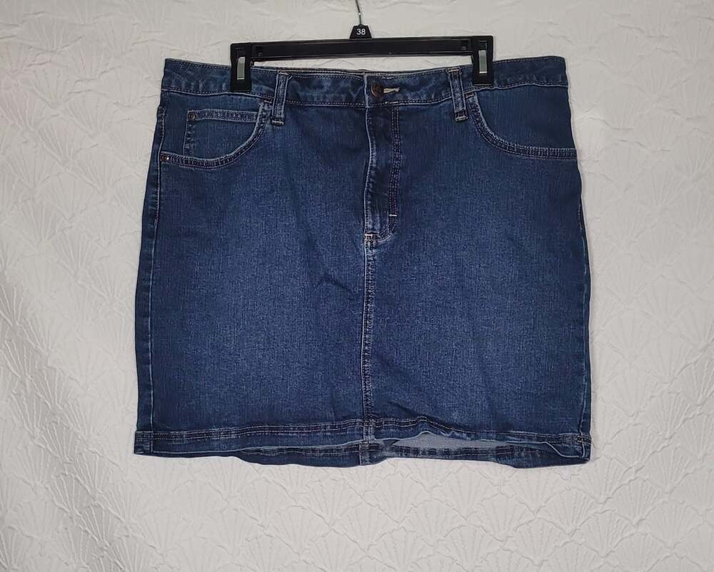 Lee Denim Skort Size 18 Blue Cotton Blend Mid Rise Mini Skirt